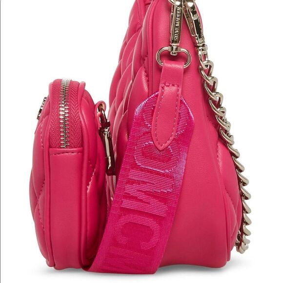 NWT Steve Madden (Bvital) Quilted Crossbody Bag w/ AirPod Coin Pouch - Fuchsia - Picture 5 of 17